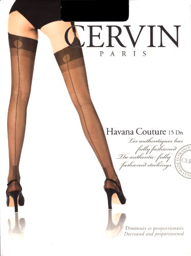 Cervin Fully-Fashioned Nylon-Nahtstrumpf HAVANA, schwarz, Gr. 1 - 3